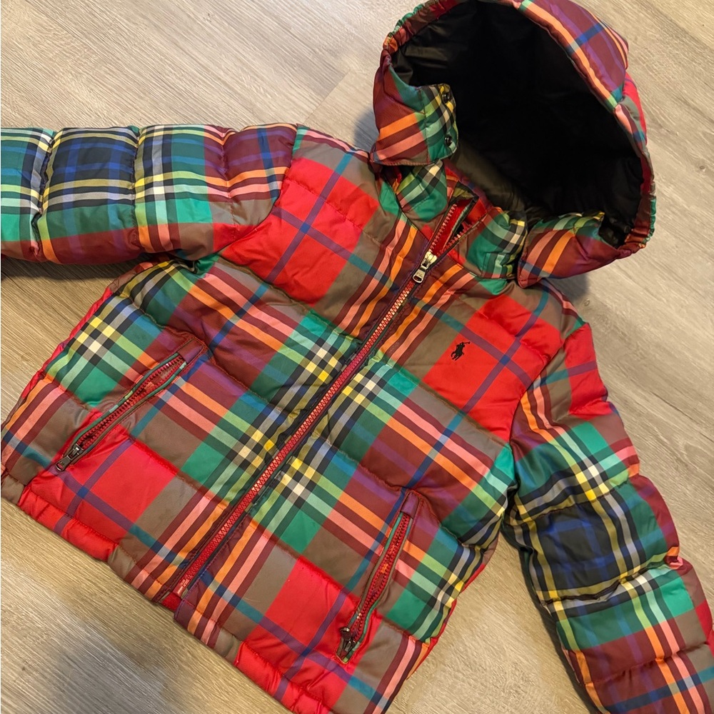 Polo Ralph Lauren Boys plaid check down filled jacket Size Small 5T - Picture 5 of 8